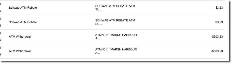 No bank fees at Charles Schwab